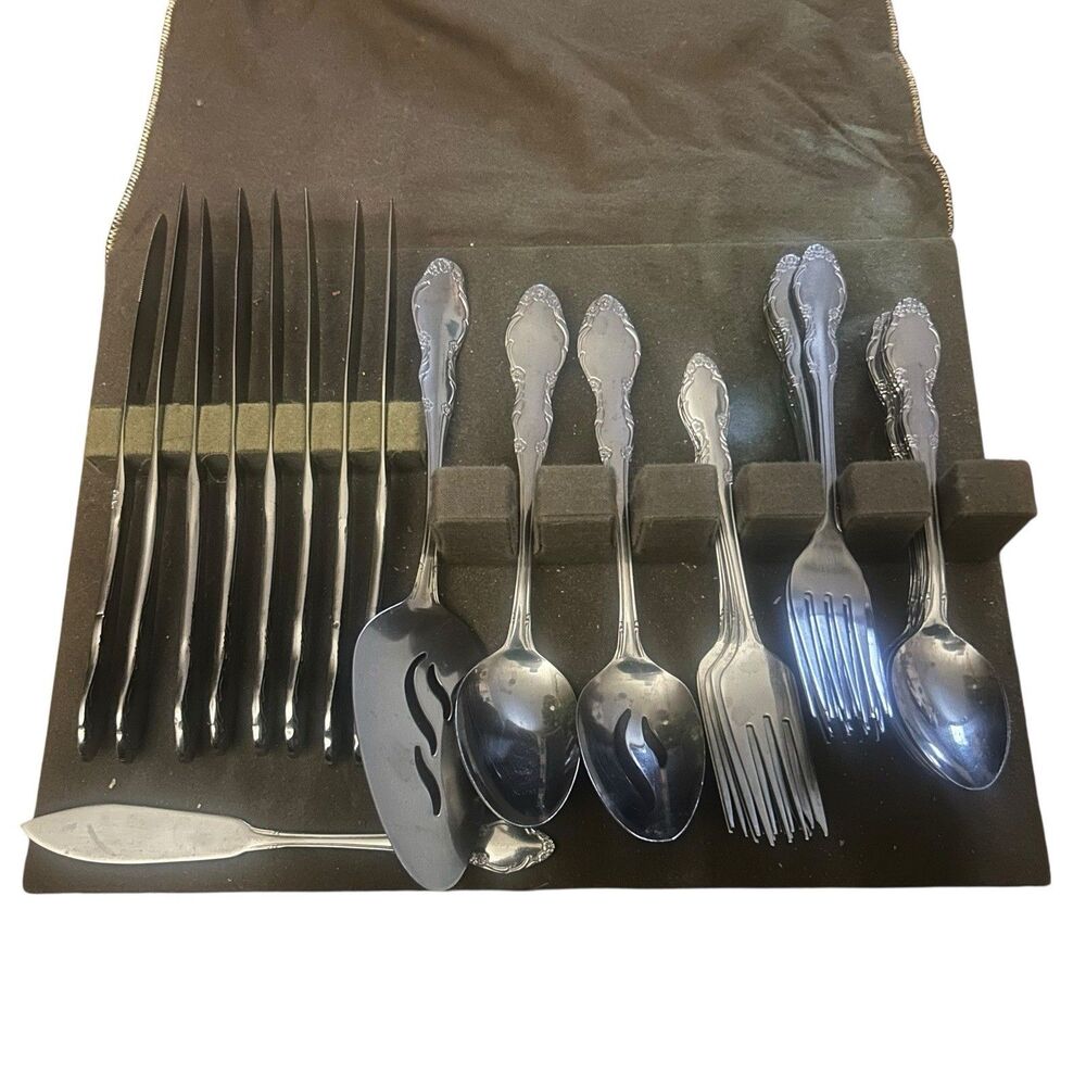 International Ashley Stainless Flatware 36 Pc Set Service for 8 + Servers